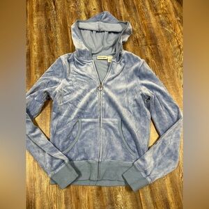 Vintage Y2K Energie baby blue velour zip up hoodie Size S